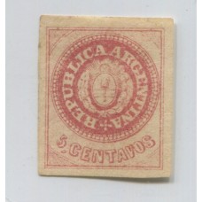 ARGENTINA 1862 GJ 12 ESCUDITO DE PLANCHA SEMIGASTADA ESTAMPILLA NUEVA, EJEMPLAR CON GRANDES MARGENES U$ 187